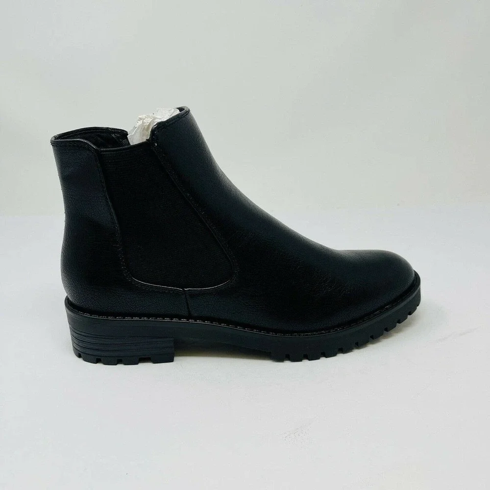 New Baretraps Womans Sz 5M Daytona Ankle Bootie Black Block Heel Leather‎ NIB
